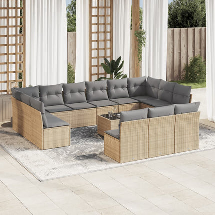 sofasæt til haven 14 dele med hynder polyrattan beige