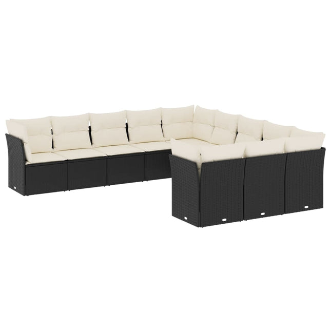 sofasæt til haven 11 dele med hynder polyrattan sort