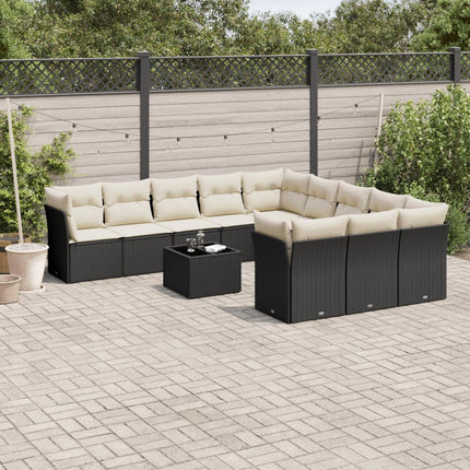 sofasæt til haven 12 dele med hynder polyrattan sort
