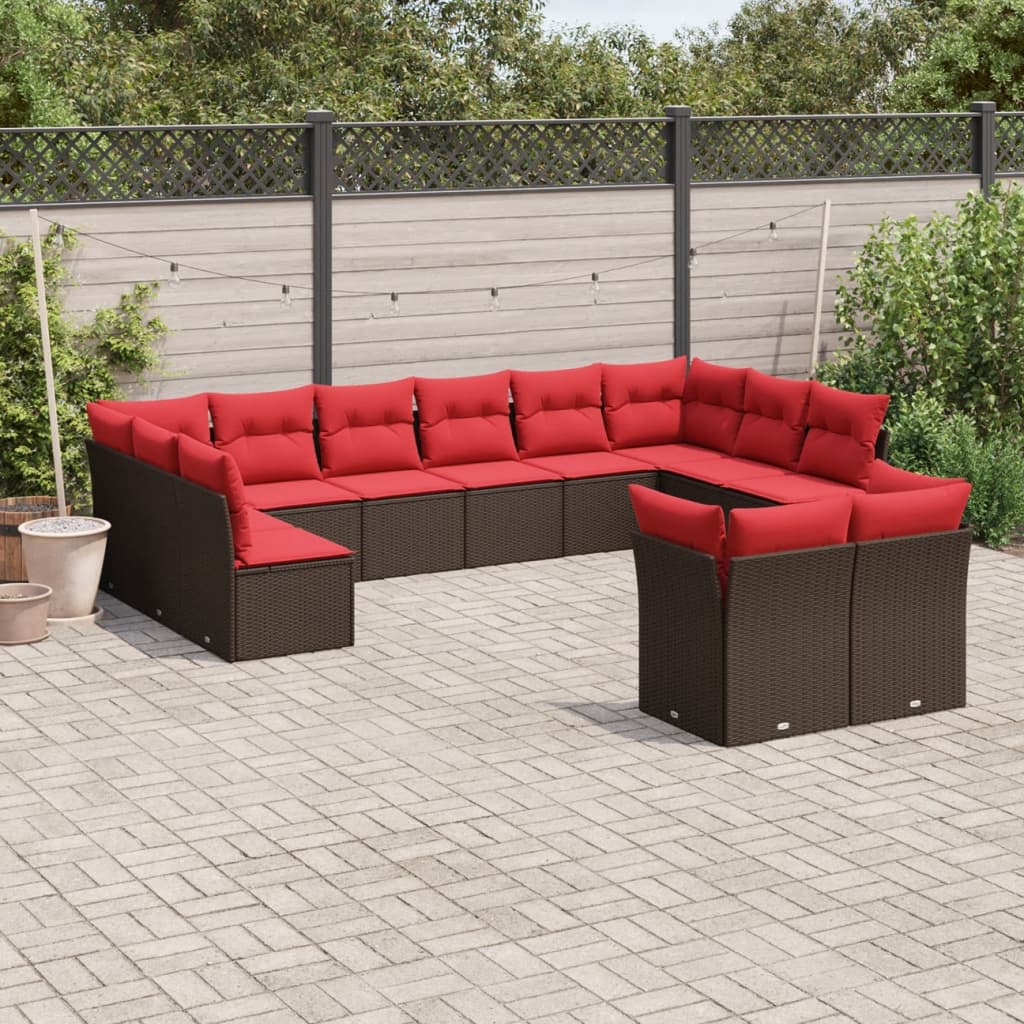 12-delt havesofast med hynder brun polyrattan