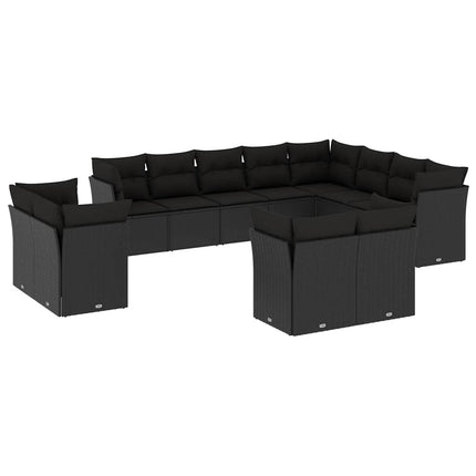 sofasæt til haven 12 dele med hynder polyrattan sort
