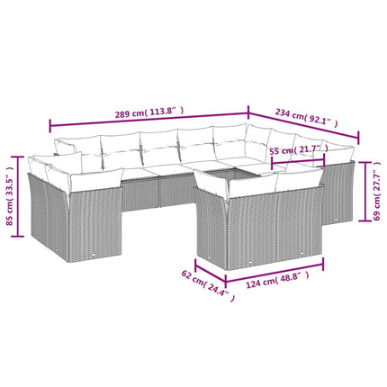 sofasæt til haven 12 dele med hynder polyrattan beige
