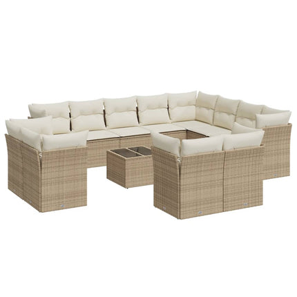 sofasæt til haven 13 dele med hynder polyrattan beige