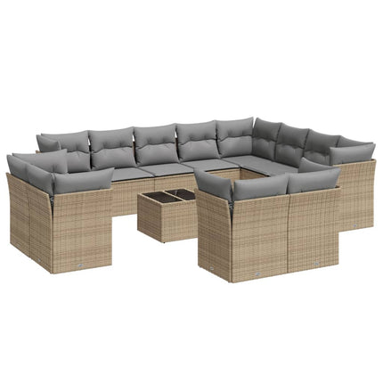 sofasæt til haven 13 dele med hynder polyrattan beige