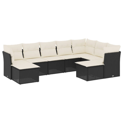 sofasæt til haven 9 dele med hynder polyrattan sort