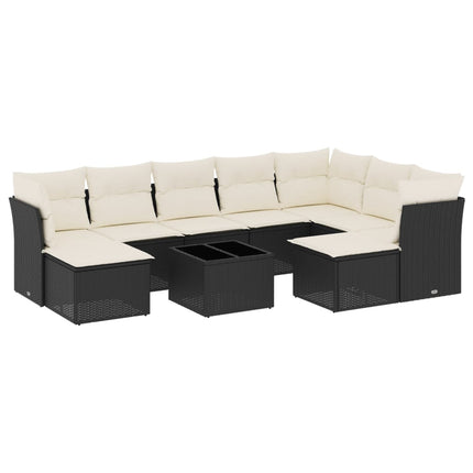 sofasæt til haven 10 dele med hynder polyrattan sort