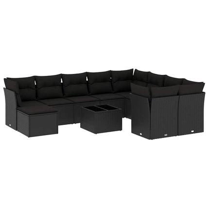 sofasæt til haven 11 dele med hynder polyrattan sort