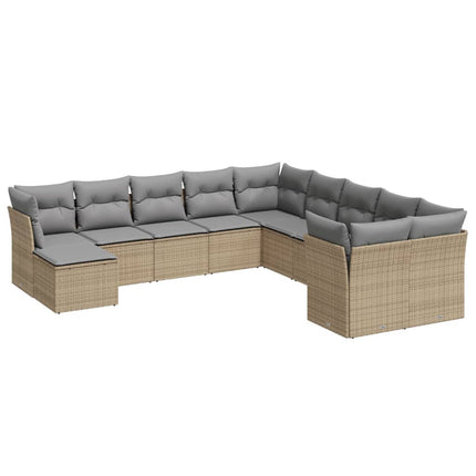 sofasæt til haven 11 dele med hynder polyrattan beige