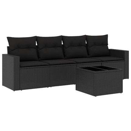 sofasæt til haven 5 dele med hynder polyrattan sort