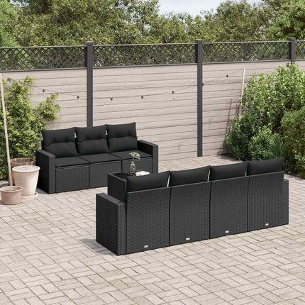 sofasæt til haven 8 dele med hynder polyrattan sort