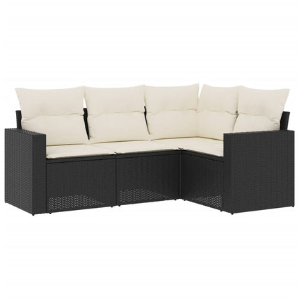 sofasæt til haven 4 dele med hynder polyrattan sort