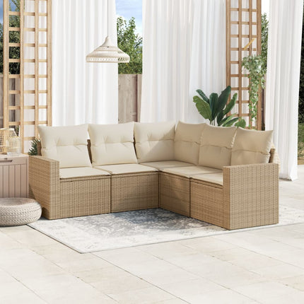 sofasæt til haven 5 dele med hynder polyrattan beige