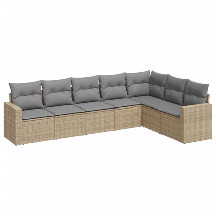 sofasæt til haven 7 dele med hynder polyrattan beige
