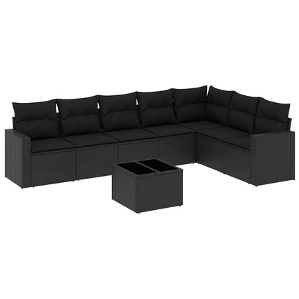 sofasæt til haven 8 dele med hynder polyrattan sort