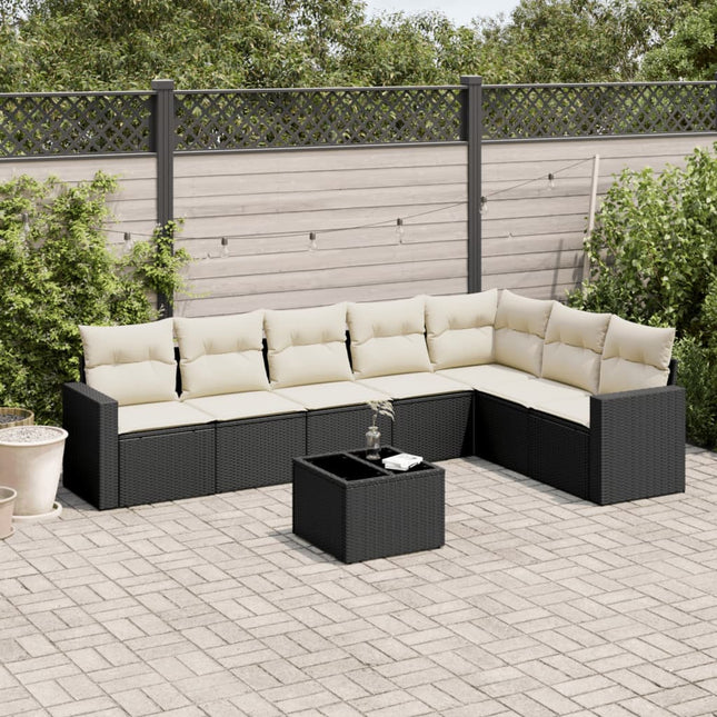 sofasæt til haven 8 dele med hynder polyrattan sort