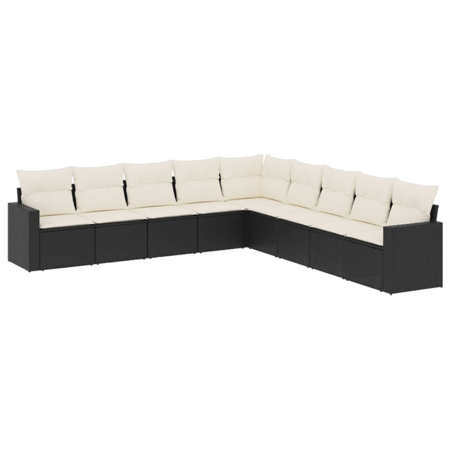 sofasæt til haven 9 dele med hynder polyrattan sort