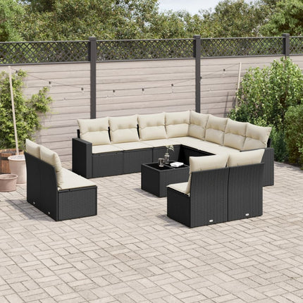 sofasæt til haven 12 dele med hynder polyrattan sort