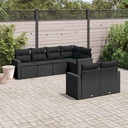 sofasæt til haven 7 dele med hynder polyrattan sort