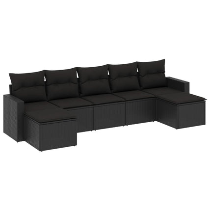 sofasæt til haven 7 dele med hynder polyrattan sort