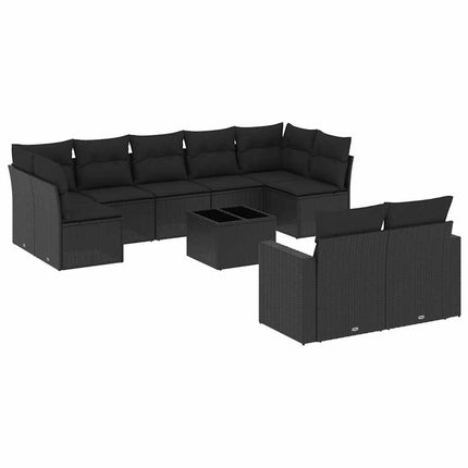sofasæt til haven 10 dele med hynder polyrattan sort