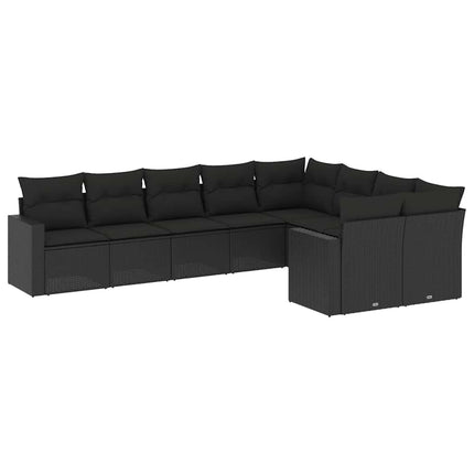 sofasæt til haven 9 dele med hynder polyrattan sort