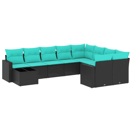 sofasæt til haven 10 dele med hynder polyrattan sort
