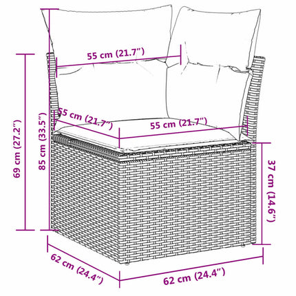 sofasæt til haven 10 dele med hynder polyrattan brun