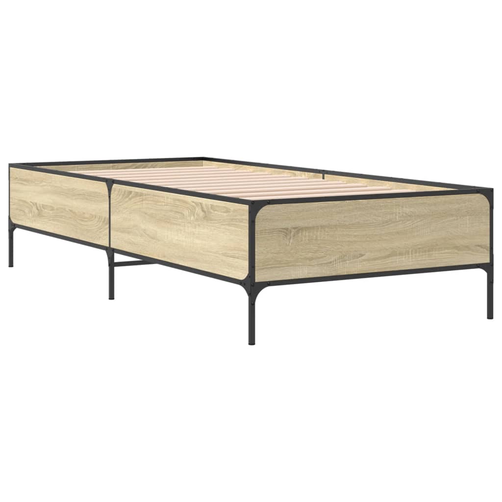 sengeramme 100x200 cm konstrueret træ og metal sonoma-eg