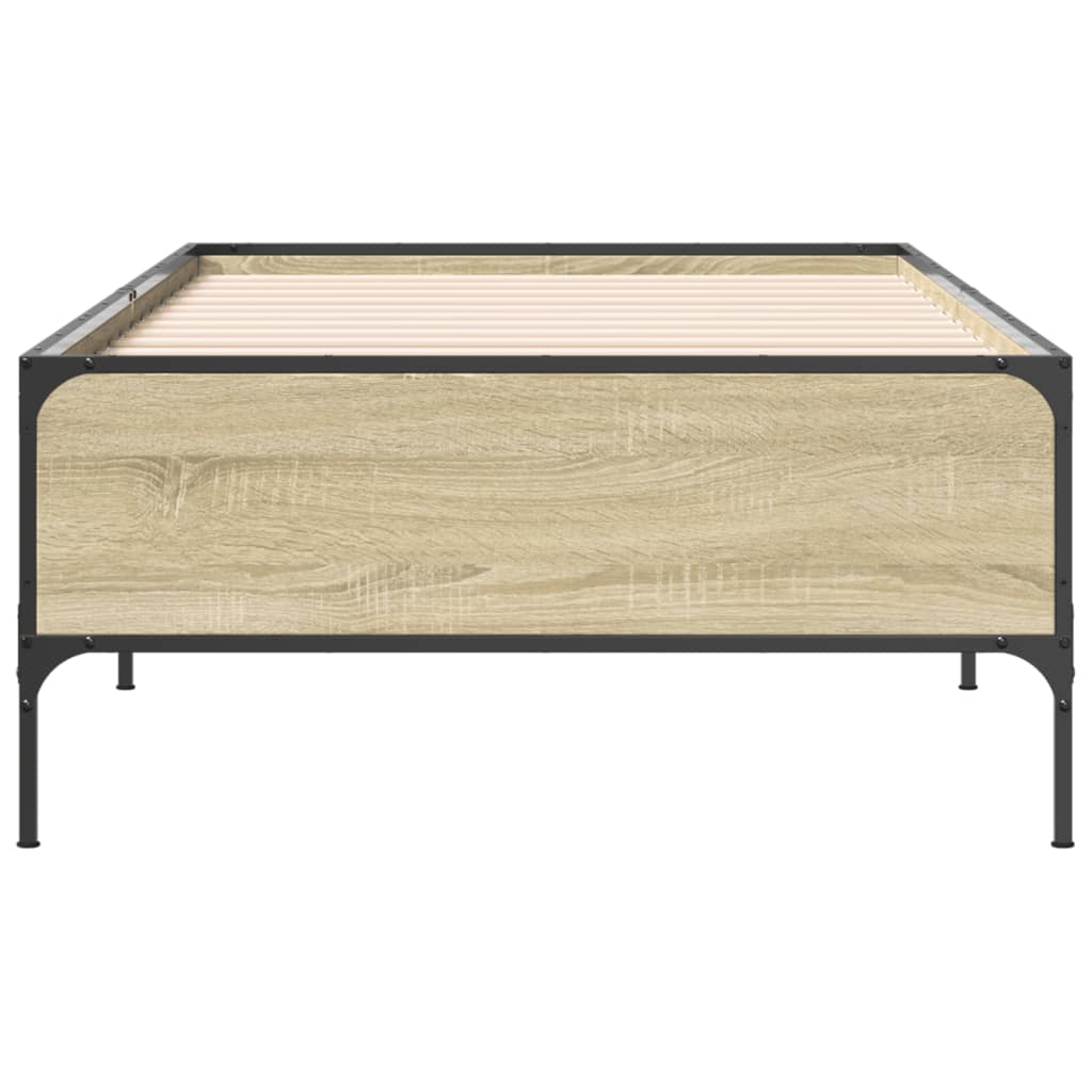 sengeramme 100x200 cm konstrueret træ og metal sonoma-eg