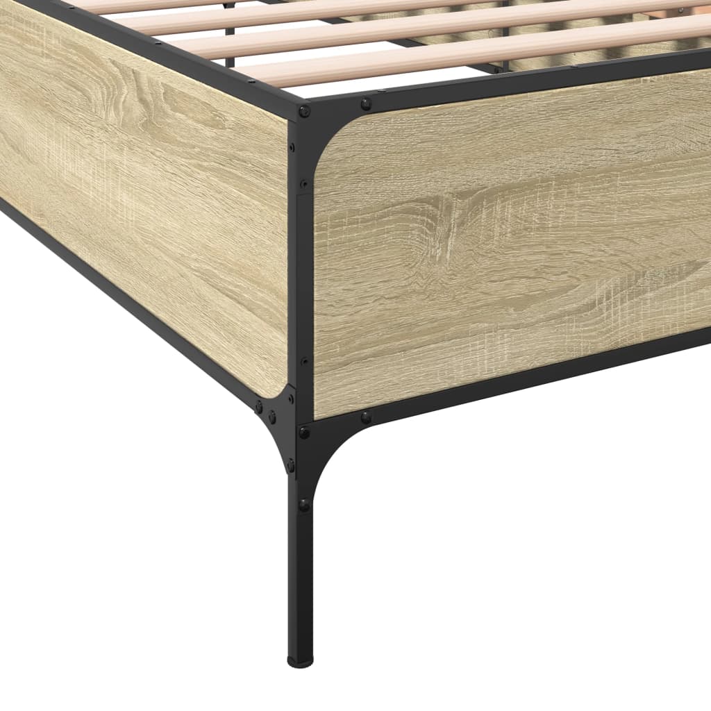 sengeramme 100x200 cm konstrueret træ og metal sonoma-eg
