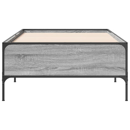 sengeramme 100x200 cm konstrueret træ og metal grå sonoma-eg