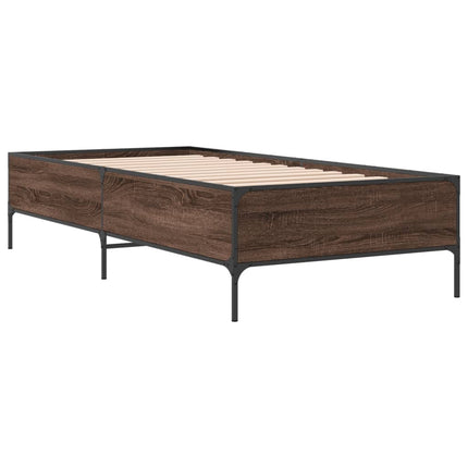 sengeramme 100x200 cm konstrueret træ og metal brunt egetræ