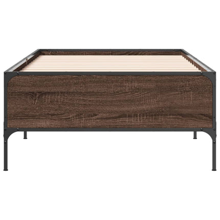 sengeramme 100x200 cm konstrueret træ og metal brunt egetræ