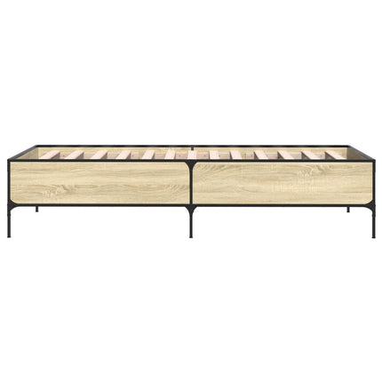 sengeramme 90x200 cm konstrueret træ og metal sonoma-eg