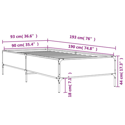 sengeramme 90x190 cm konstrueret træ og metal sort