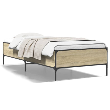 sengeramme 90x190 cm konstrueret træ og metal sonoma-eg