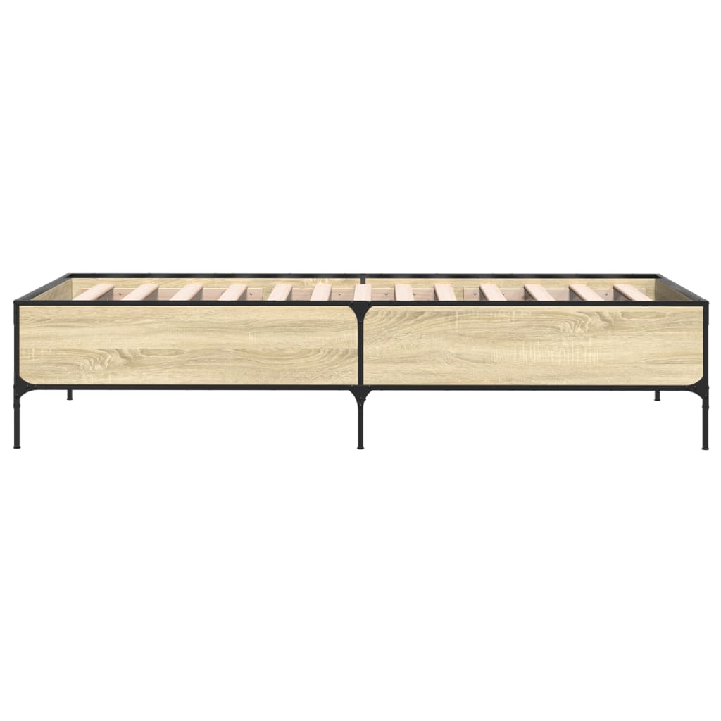 sengeramme 90x190 cm konstrueret træ og metal sonoma-eg