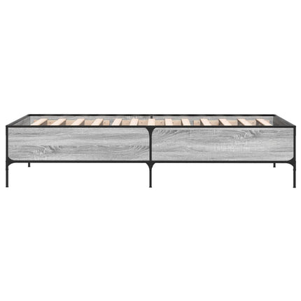 sengeramme 90x190 cm konstrueret træ og metal grå sonoma-eg