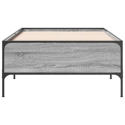 sengeramme 75x190 cm konstrueret træ og metal grå sonoma-eg