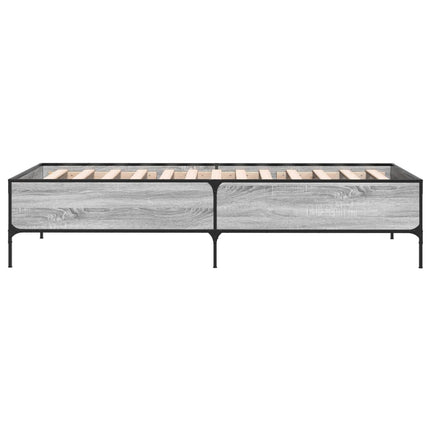 sengeramme 75x190 cm konstrueret træ og metal grå sonoma-eg