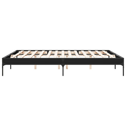 sengestel 200x200 cm konstrueret træ og metal sort