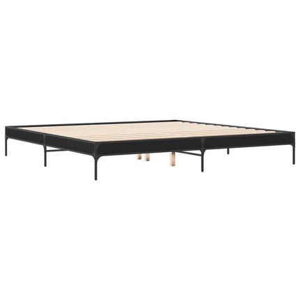 sengestel 200x200 cm konstrueret træ og metal sort