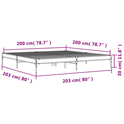 sengestel 200x200 cm konstrueret træ og metal sort