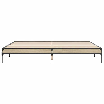 sengestel 200x200 cm konstrueret træ og metal sonoma-eg