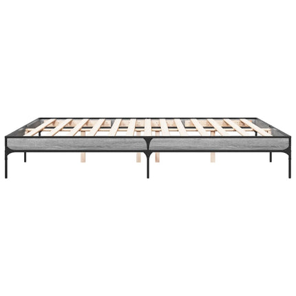 sengestel 200x200 cm konstrueret træ og metal grå sonoma-eg