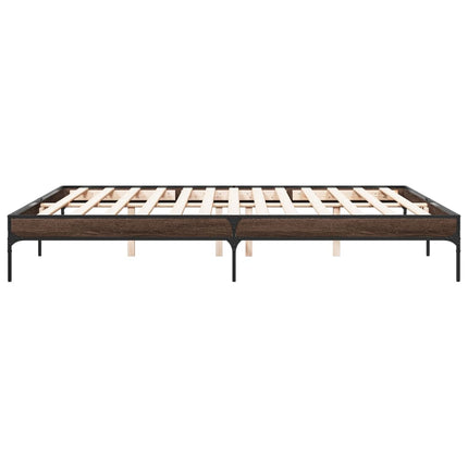 sengeramme 200x200 cm konstrueret træ og metal brun egetræ