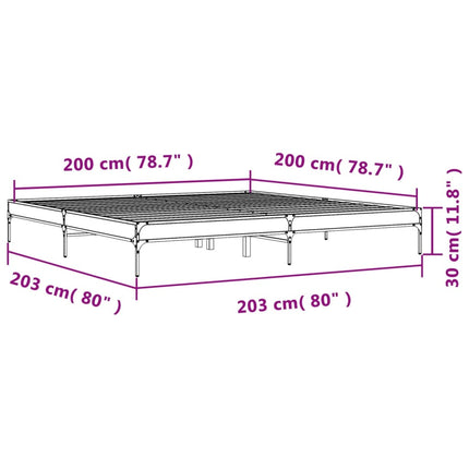 sengeramme 200x200 cm konstrueret træ og metal brun egetræ