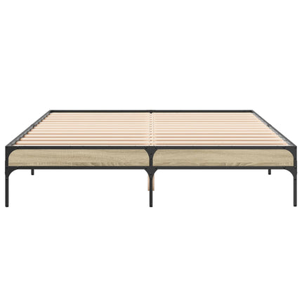 sengestel 160x200 cm konstrueret træ og metal sonoma-eg