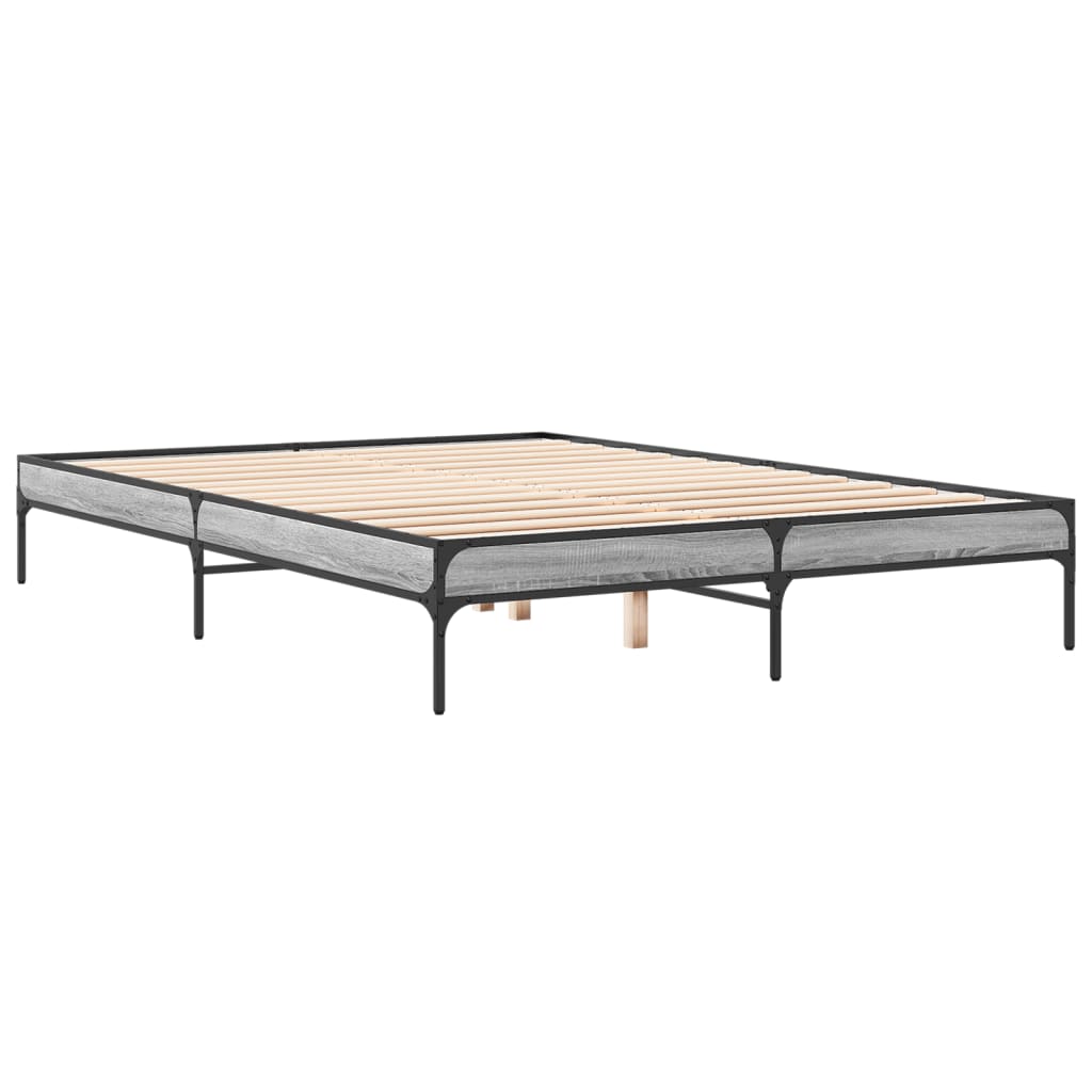 sengestel 160x200 cm konstrueret træ og metal grå sonoma-eg