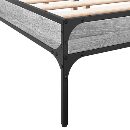 sengestel 160x200 cm konstrueret træ og metal grå sonoma-eg
